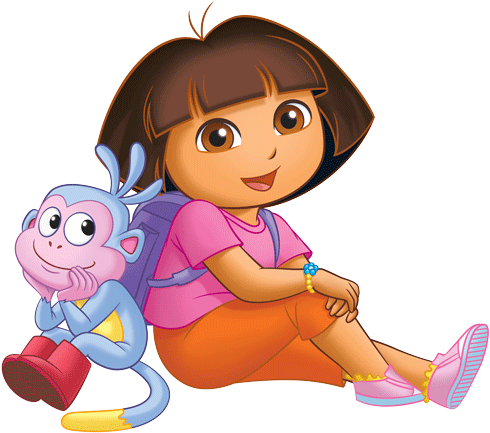 Dora And Boots Sitting (500x442), Png Download