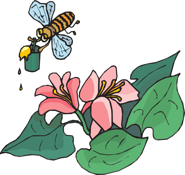 Bee With Pollen Clip Art At Clker - Bees And Pollen Clipart (600x570), Png Download