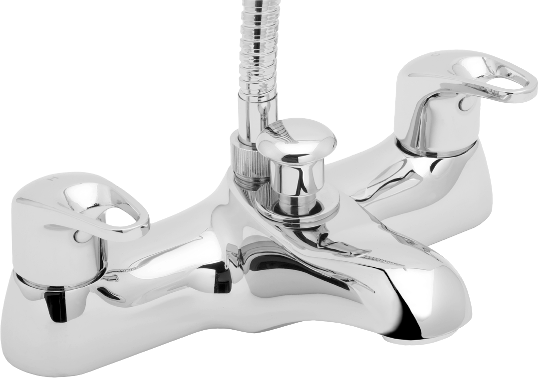 Lace106 - Deva Lace Deck Mounted Bath Shower Mixer Tap - Chrome (1078x758), Png Download