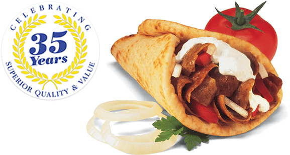 Hot Gryos - Pita Gyros (821x326), Png Download