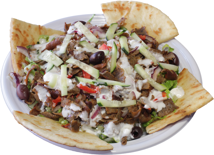 Greek Isle Salad W/ Gyros - Food (1000x667), Png Download