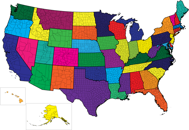 Usa Map Outline Color - Map Of Us Icon (800x800), Png Download
