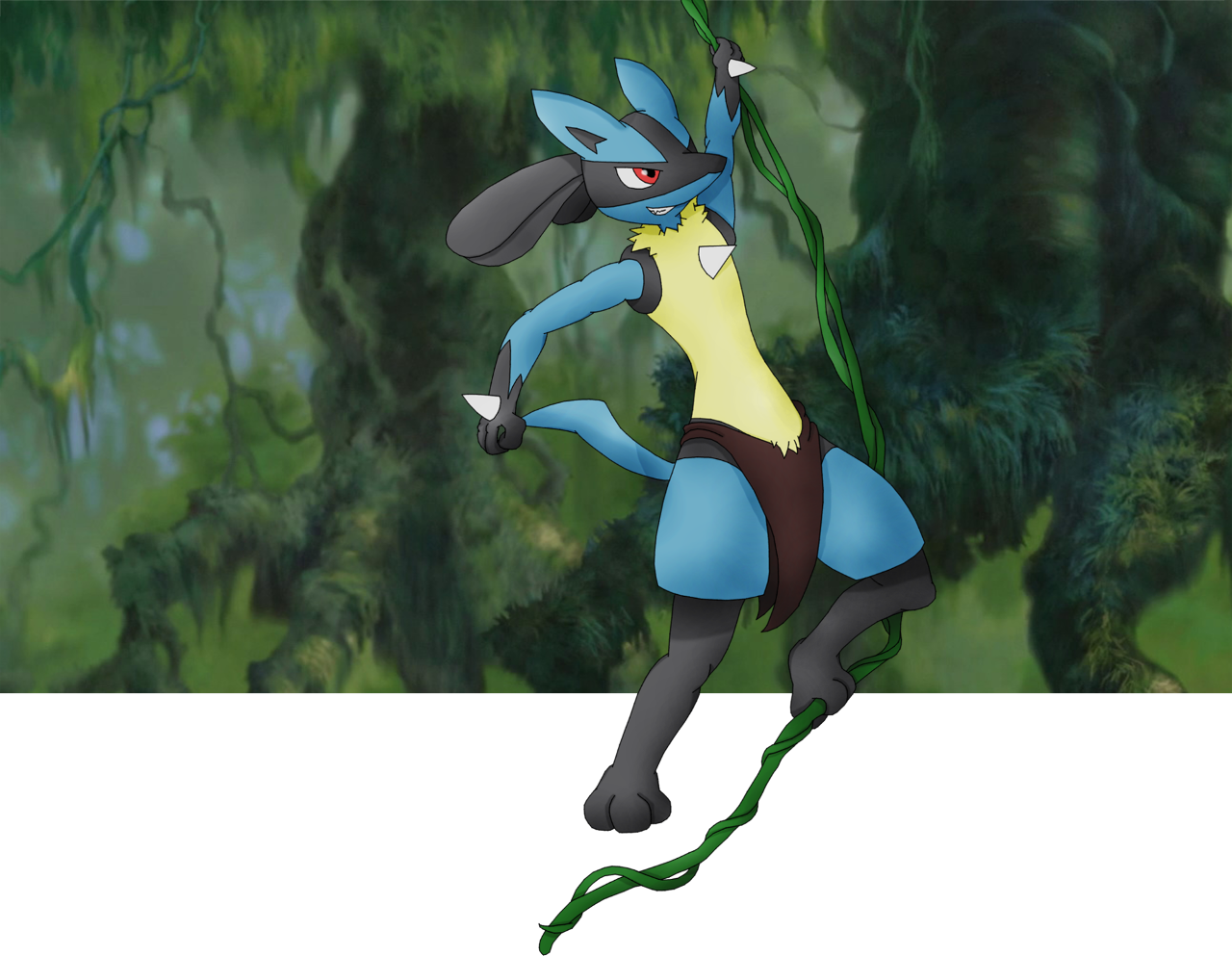 Lucario As Tarzan - Cartoon (1280x993), Png Download