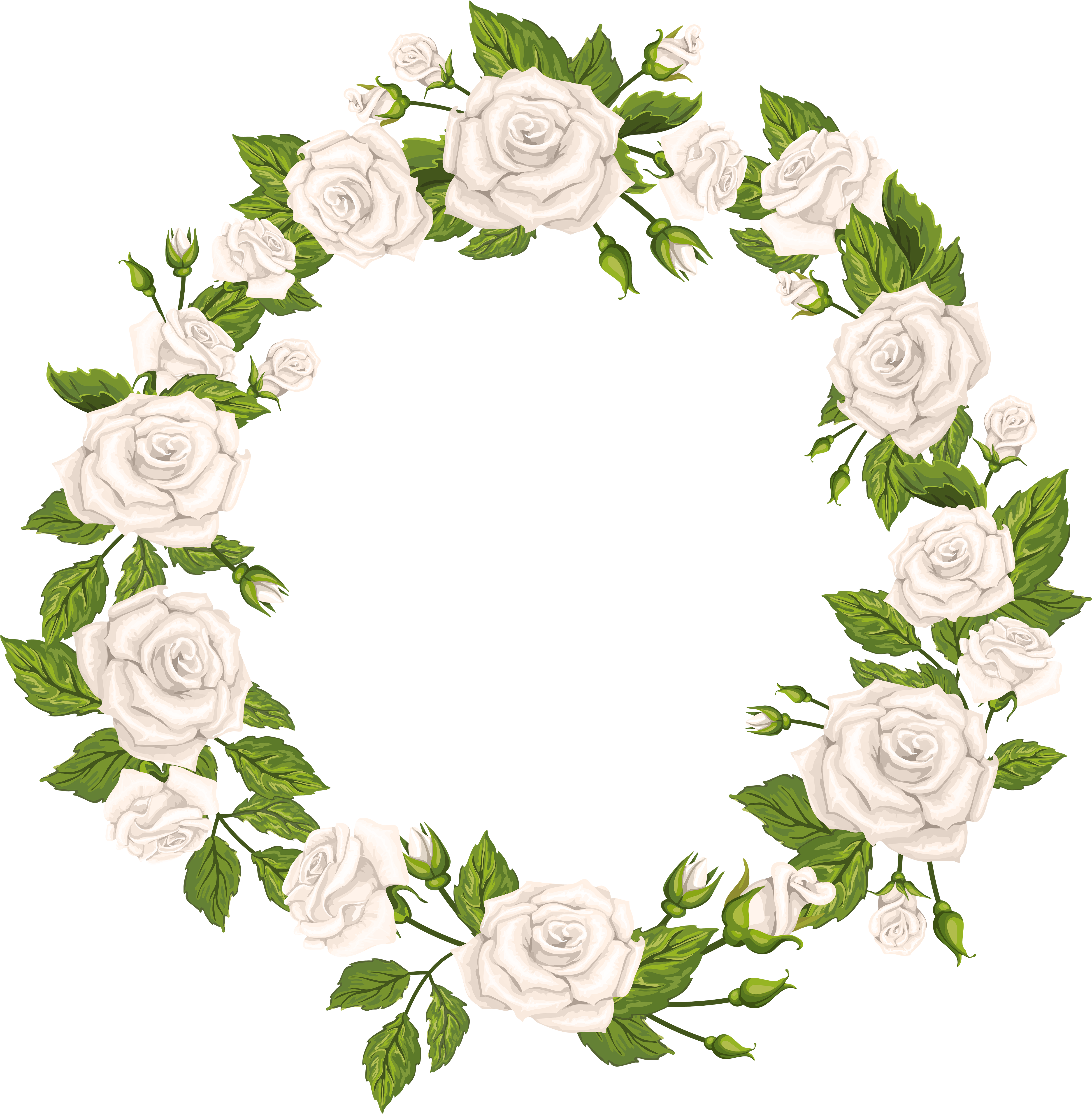 Graphic Freeuse Stock White Png Clip Art Gallery Yopriceville - White Rose Wreath Png (4868x5000), Png Download