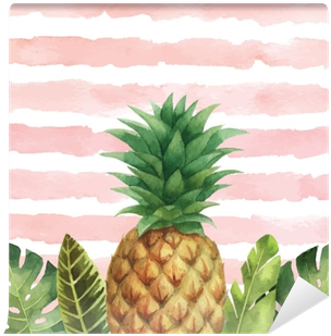 Watercolor Vector Banner Tropical Leaves And Pineapple - Argento Sc Seafoam Glass Frame, 4 X 6 (400x400), Png Download