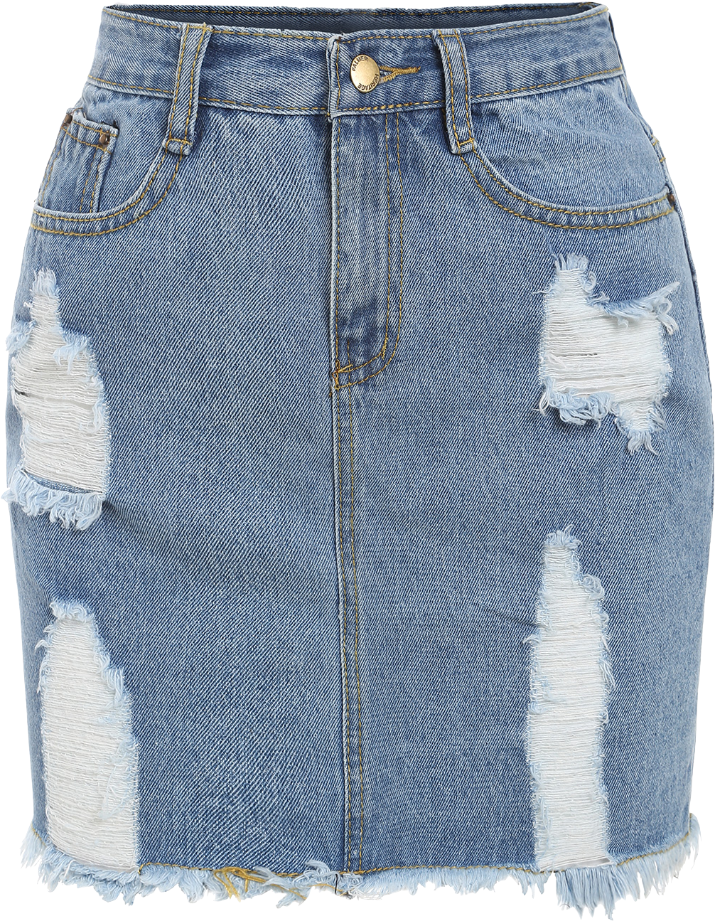 Distressed Denim Skirt - Denim Skirt Png (1100x1465), Png Download