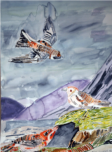 Watercolor Birds 3 - Watercolor Painting (700x500), Png Download