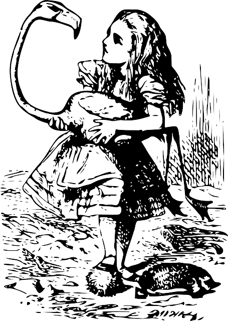 Outline, Drawing, Silhouette, Girl, Cartoon, Fantasy - Alice's Adventures In Wonderland Croquet (455x640), Png Download
