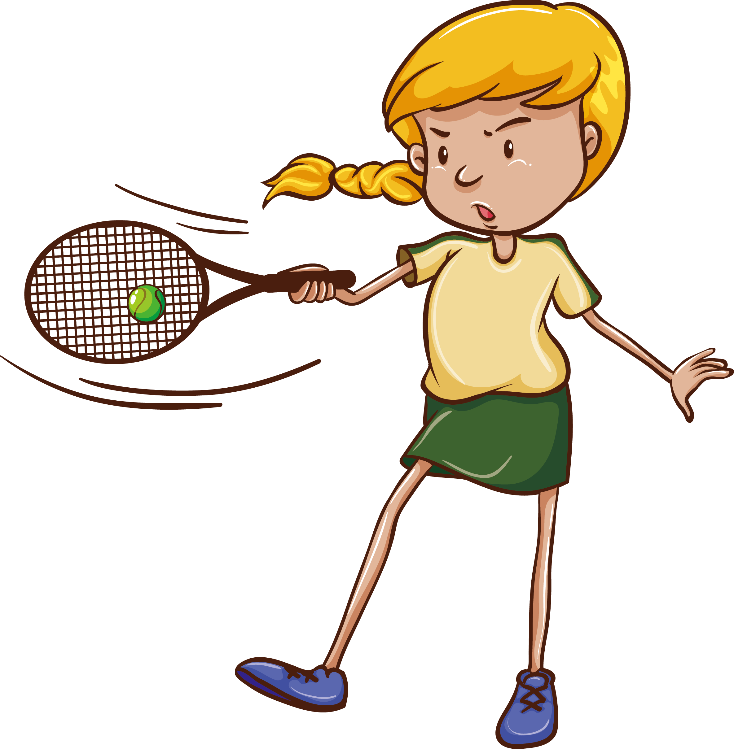 Tennis Girl Royalty - Tennis Game Cartoon (2369x2419), Png Download