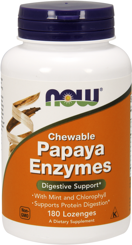 Papaya Enzyme Lozenges - Now Magnesium Citrate 200mg (486x880), Png Download