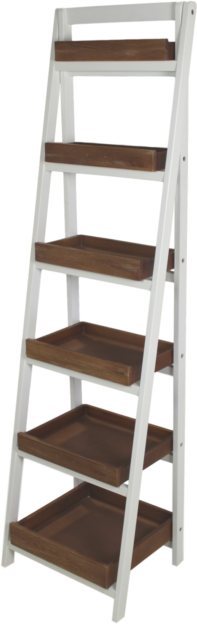 Ladder Shelf - White/brown (430x1366), Png Download