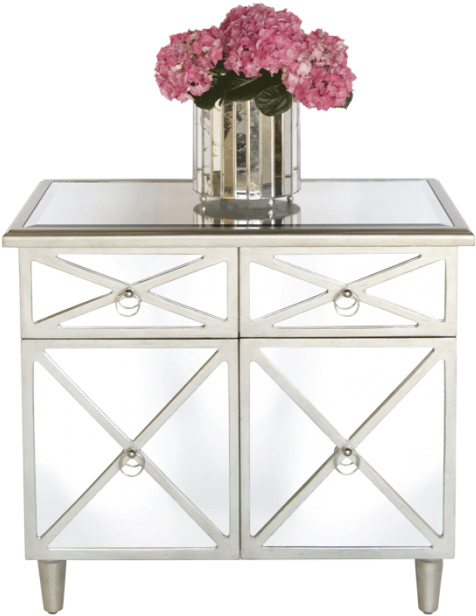 Worlds Away Claude Mirrored Crosshatch Two Drawer Chest (700x700), Png Download