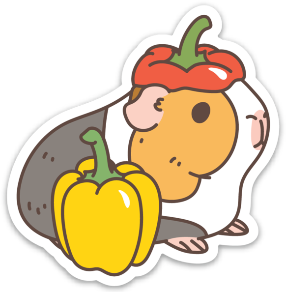 G U I N E A Pig And Bell Pepper Vinyl Sticker (720x720), Png Download