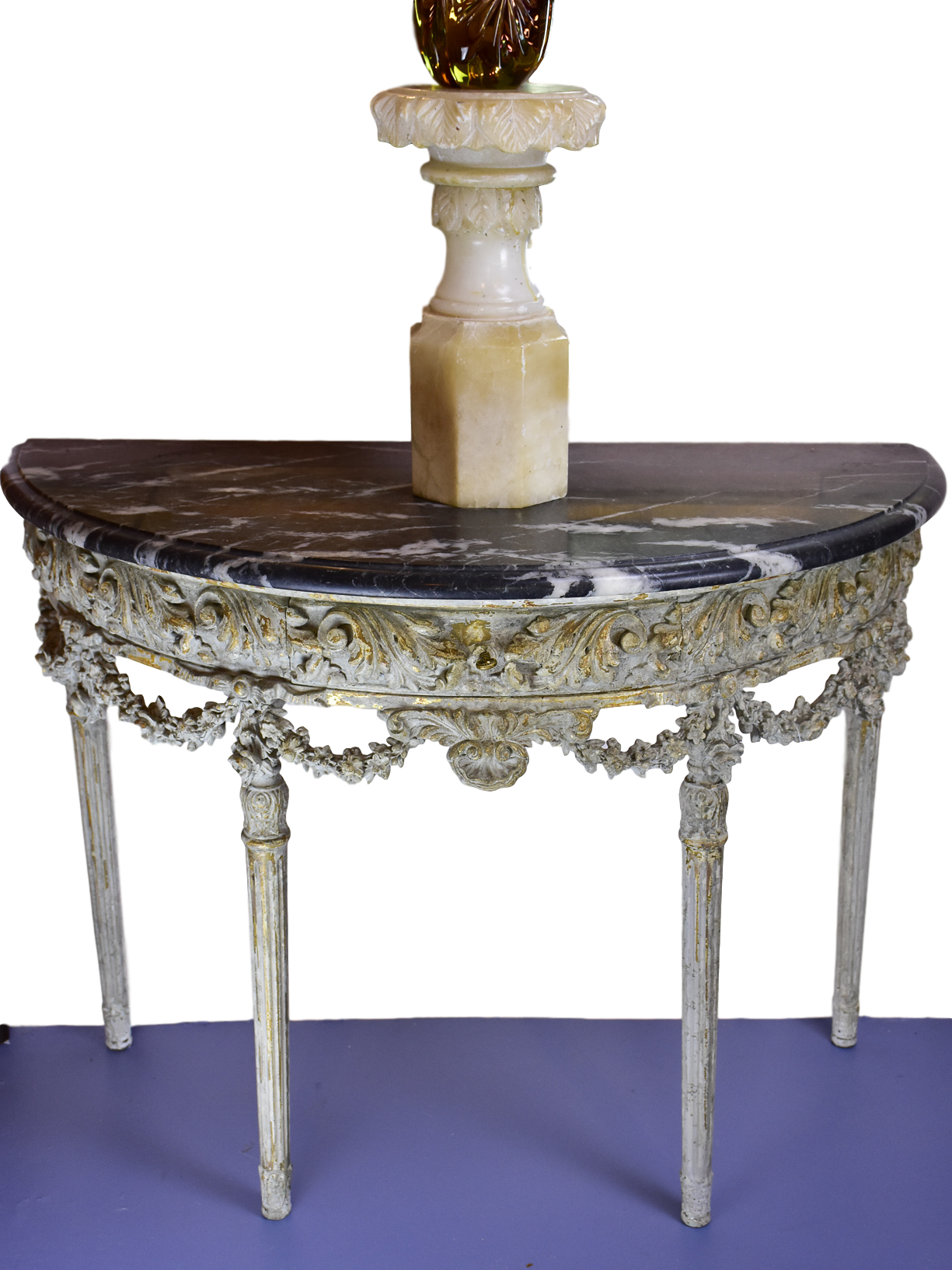 Louis Xvi Demilune Console With Black Marble Top (1225x1633), Png Download