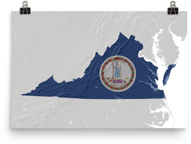 Virginia State Flag Topographic Map Poster (1000x1000), Png Download