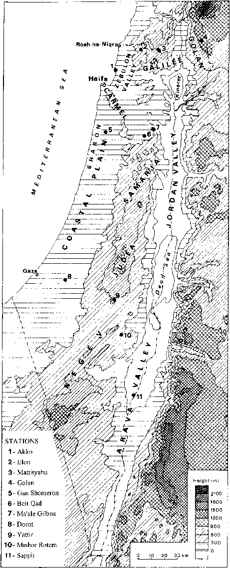 The Topography Of Israel And The Location Of The Stations (461x1139), Png Download