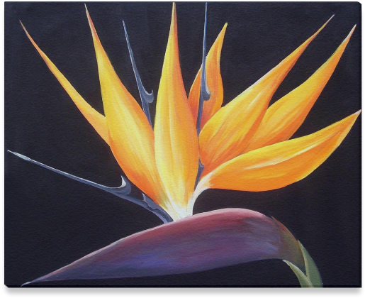 Birds Of Paradise Flower-acrylic On Canvas Painting (799x799), Png Download