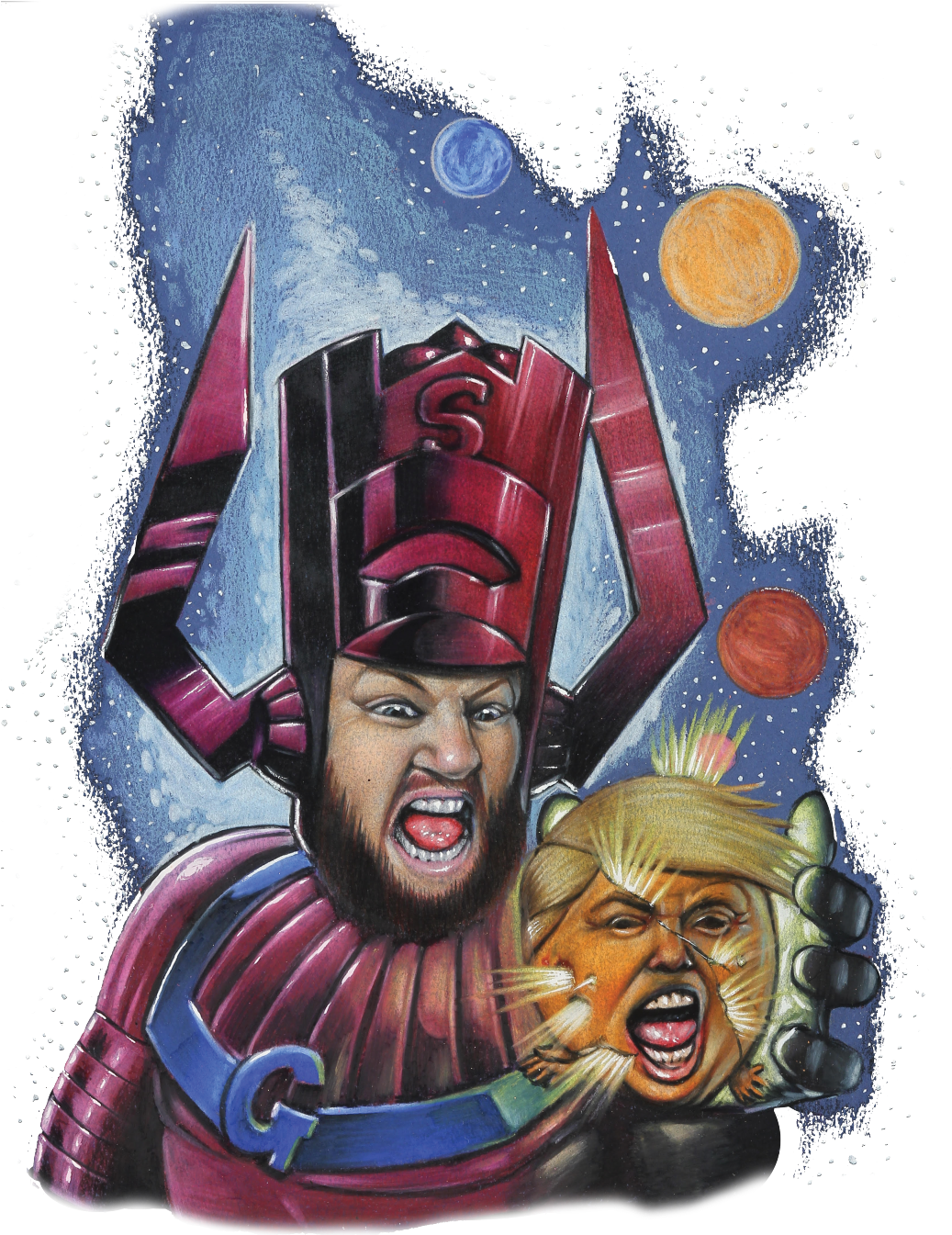 Galactus Destroys Planet Trump Womens Longsleeve Shirt (1200x1371), Png Download
