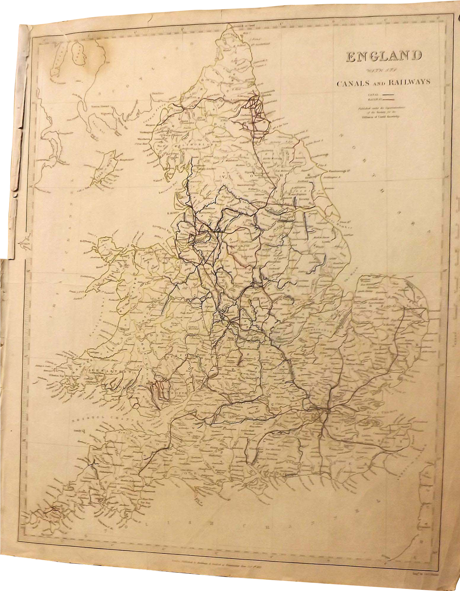 Antique Map Of England With Canals & Railways Marked (1998x1998), Png Download