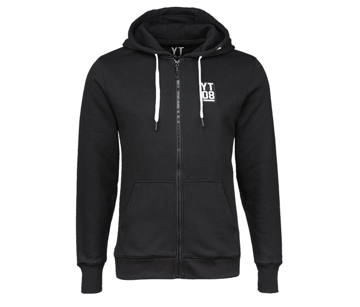 Media/image/thumbnail/yt Zip Hoody Black Front Worked (704x600), Png Download