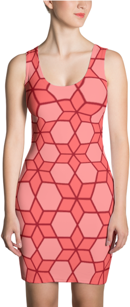 Pink Chainmail Pattern Sublimation Cut & Sew Dress (600x600), Png Download