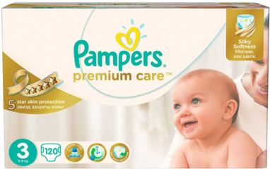 Pampers Premium Care New Baby 3, 120's (620x543), Png Download
