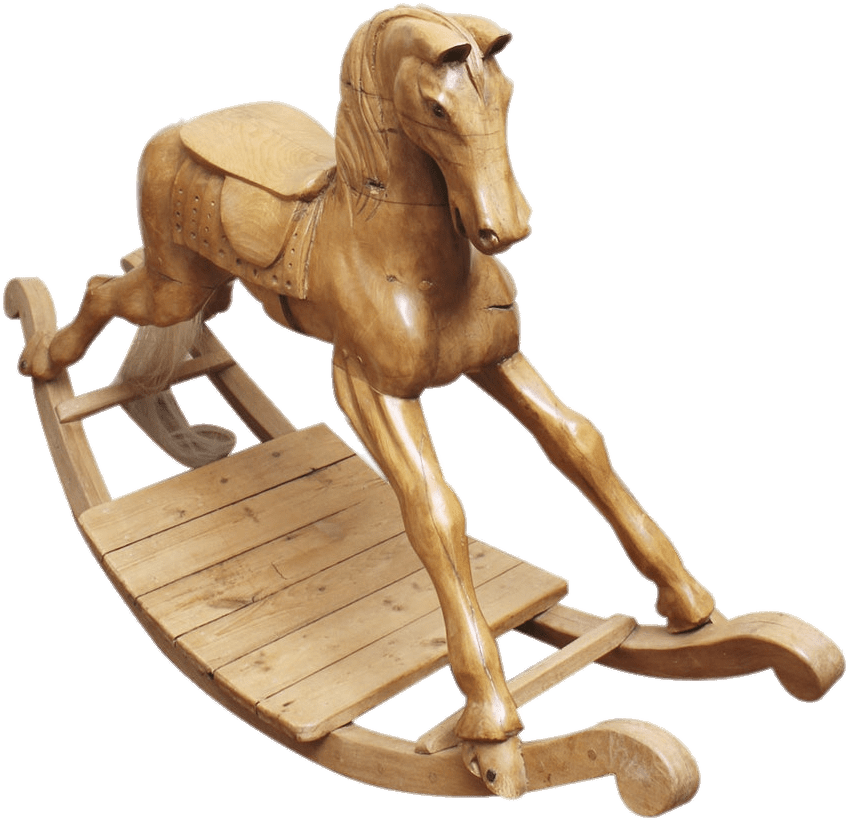 Carved Oak Rocking Horse (880x880), Png Download