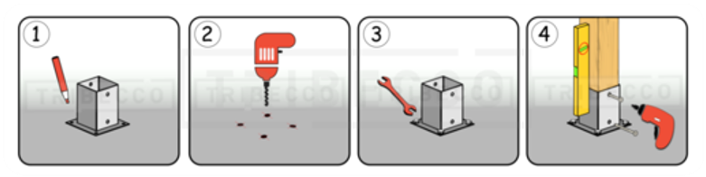 8 Of 9 Heavy Duty Galvanised Bolt Down,square Fence (800x566), Png Download