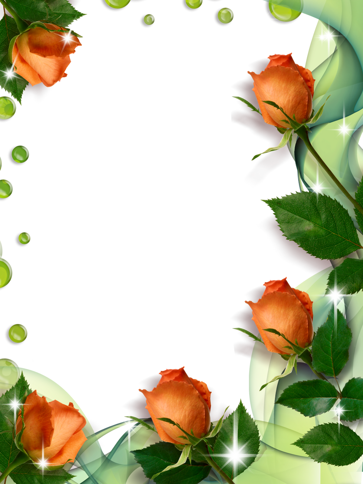Rose Border - Bordes Y Marcos Para Portadas Con Flores (1200x1600), Png Download