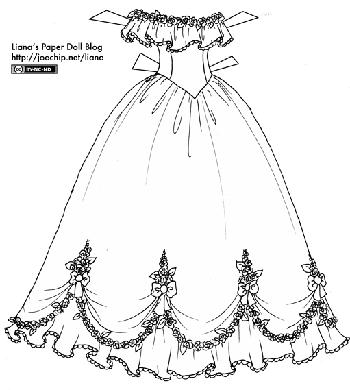 This Dress Will Fit Yesterday's Paper Doll - Ball Gown Dress Drawings (519x571), Png Download