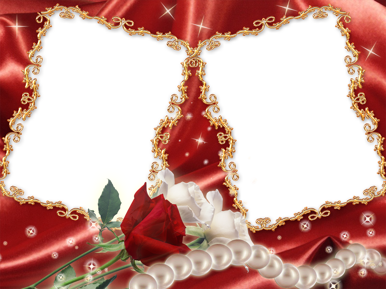 Red Rose Border Png - Couple Photo Frame Png (1500x1125), Png Download
