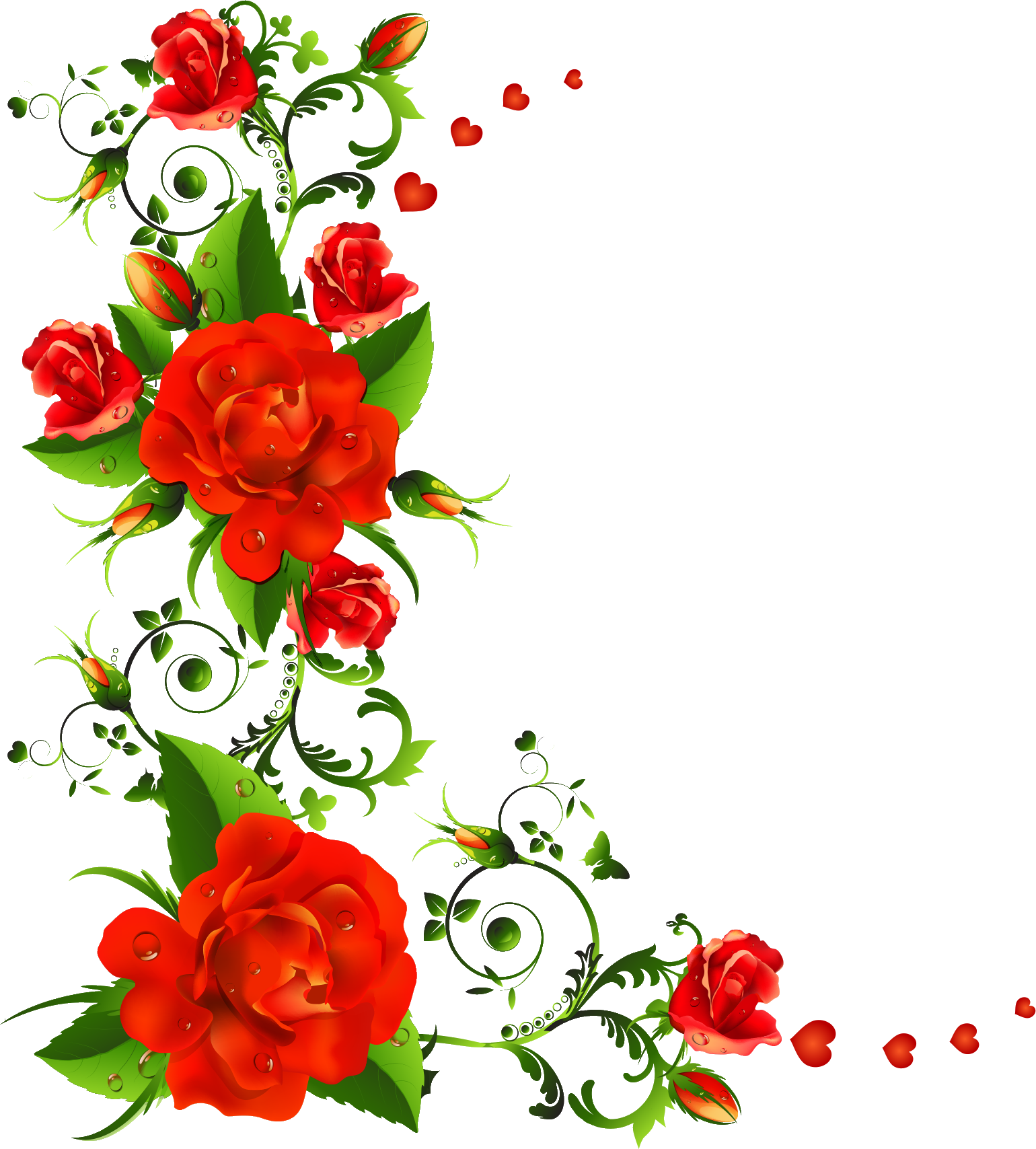 Source - Flowerillust - Com - Rose Flower Border (1540x1708), Png Download