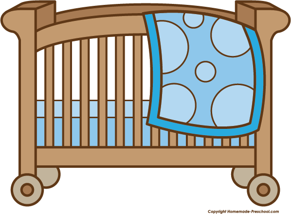 Baby Crib Png - Crib Clipart Black And White (598x440), Png Download