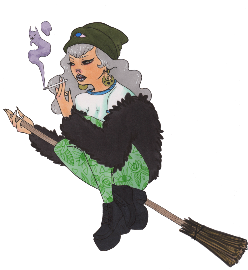 Http - //sarahcatface - Tumblr - An Urban Witch By - Sarah Cat Face Art (1000x1088), Png Download