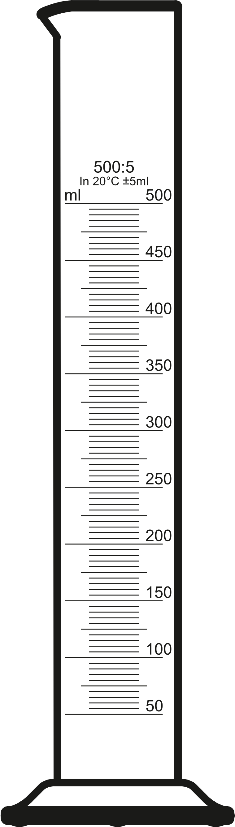 Open - 100 Ml Graduated Cylinder Drawing (2000x3333), Png Download
