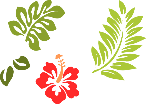 Clipart Leaves Luau Leaves - Hibiscus Clip Art (600x428), Png Download