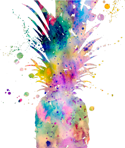 Water Color And Pineapple Tattoo (480x480), Png Download