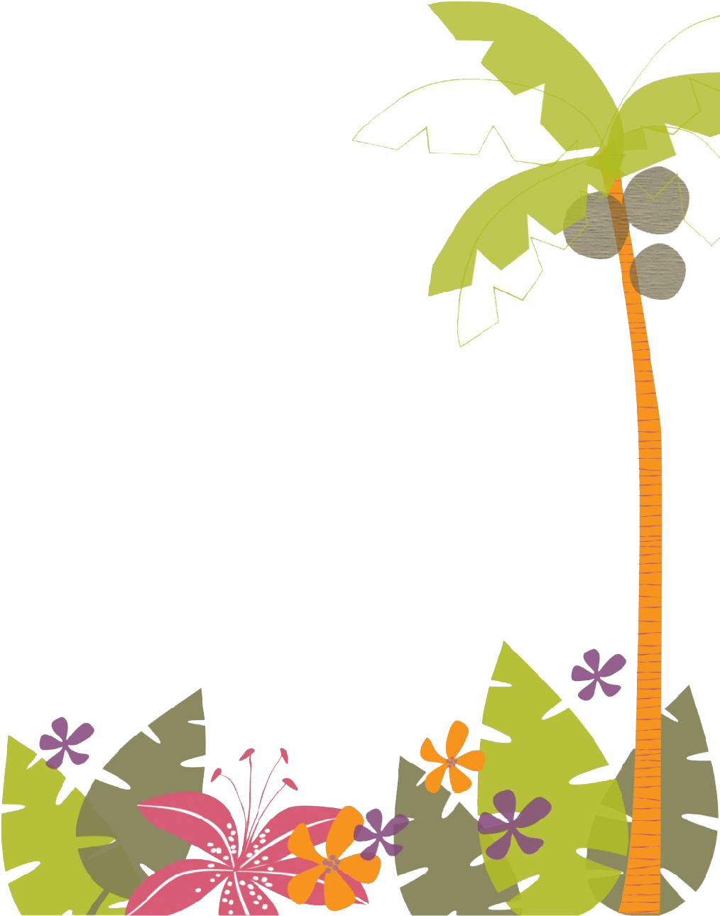 Hawaiian Frame Png Black And White - Hawaiian Party Png (1024x1289), Png Download