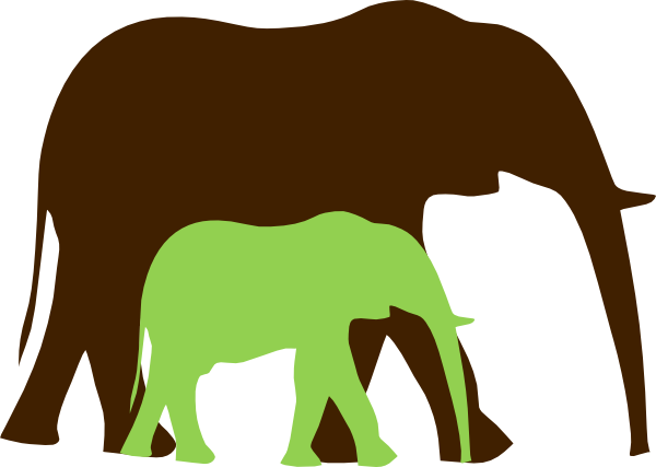 Transparent Elephant Mother - Mother And Baby Elephant Png (600x427), Png Download