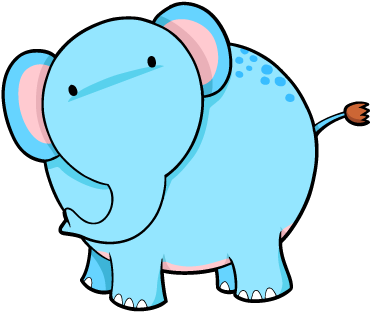 Baby Elephant Cartoon - Blue Elephant (422x370), Png Download