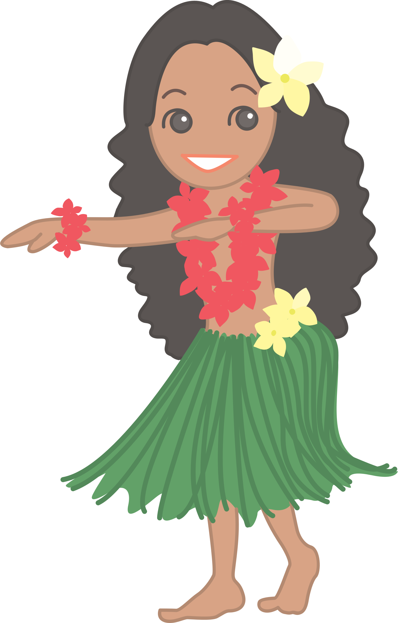 Dancer Clipart Luau - Hula Clipart (1532x2400), Png Download