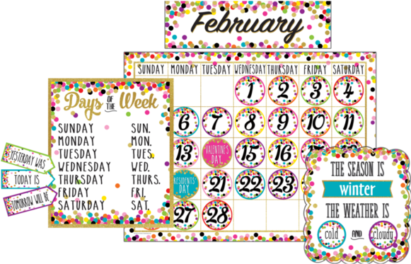 Confetti Calendar Bulletin Board Display - Teacher Created Resources Bulletin Board (580x580), Png Download