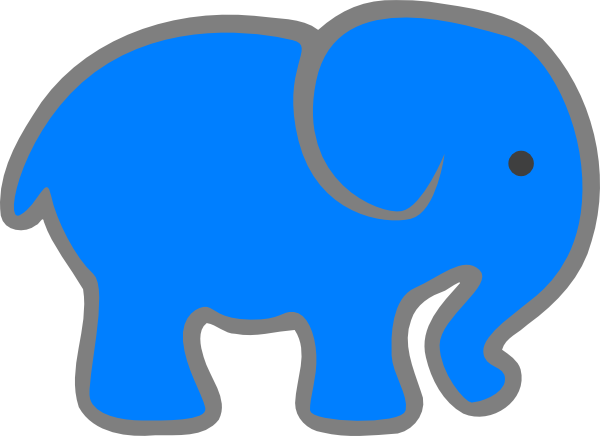 Red Clipart Baby Elephant - Blue Elephant Clipart (600x436), Png Download