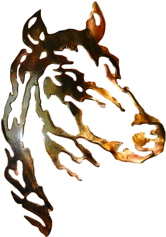 Stunning Hand Made Plasma Cut Steel Horse Head Copper/bronze - Plasma Cutting (403x500), Png Download