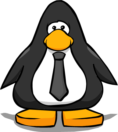 Black Tie On Player Card - Penguin With A Horn (387x435), Png Download