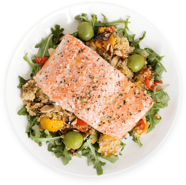 Fully Cooked Meal With Healthy Salmon - Salmon (767x713), Png Download