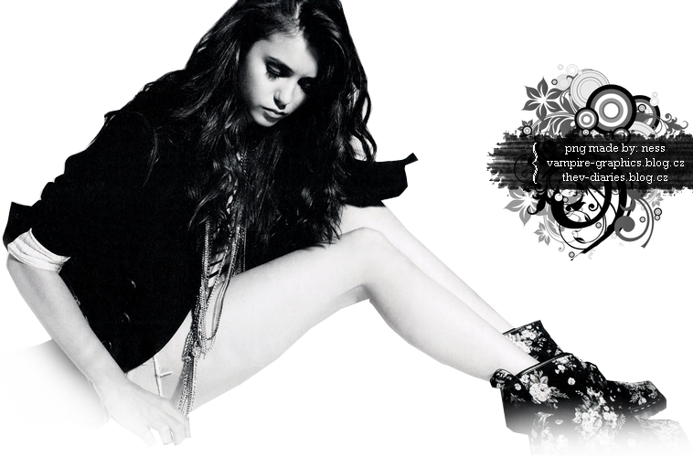 Png 007 ~ Nina Dobrev - Megan Nicole Black And White (758x500), Png Download
