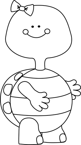 Clipart Info - Cute Turtle Clip Art Black And White (279x500), Png Download