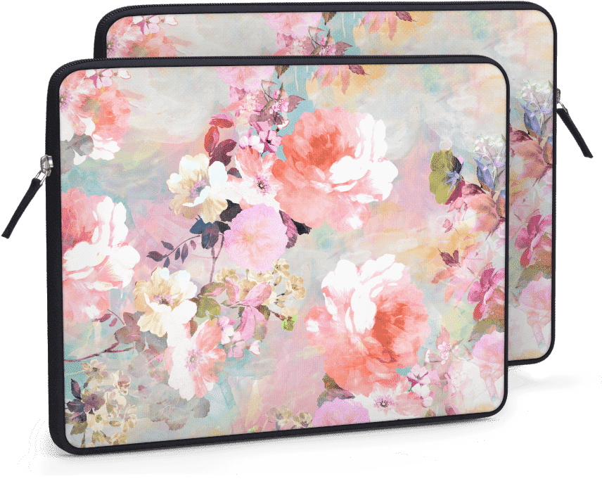 Dailyobjects Love Of A Flower Ballistic Nylon Zippered - Laptop Sleeve 11/11.6 Inch, Romantic Pink Teal Watercolor (900x900), Png Download