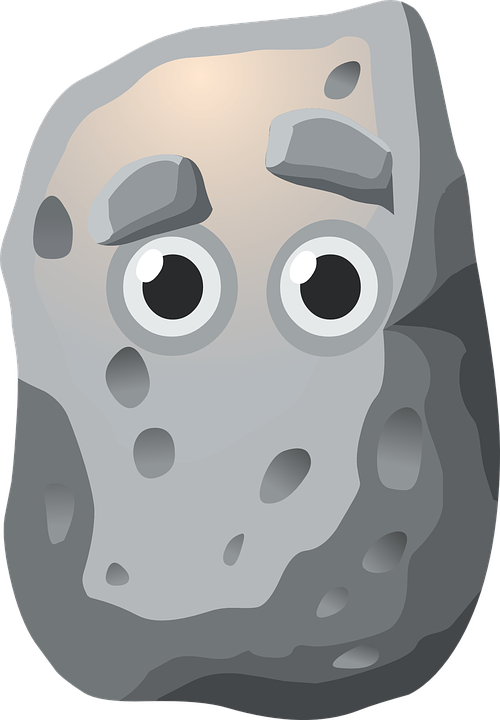 Rock Eyes Grey - Rock Png With Face (500x720), Png Download